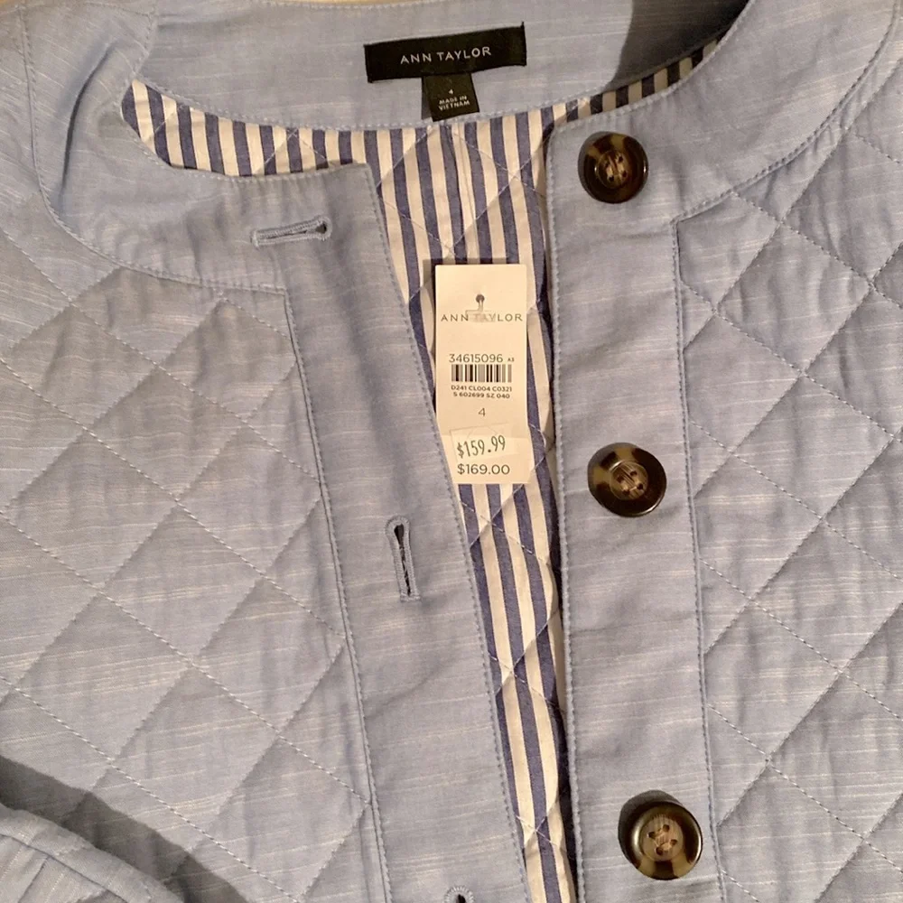 New Ann Taylor blue quilted jacket size:4 - Picture 3 of 8